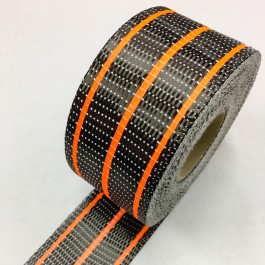 Carbon Uni Tape Fluro Orange Stripe 200g/m2 65mm