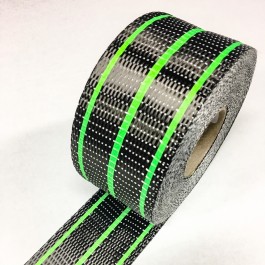 Carbon Uni Tape Fluro Green Stripe 200g/m2 65mm