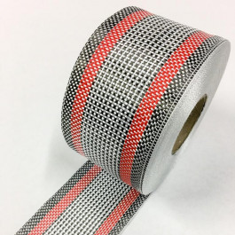 Carbon / Eglass Hybrid Tape Red Band 168g/m2 75mm  **On Sale**