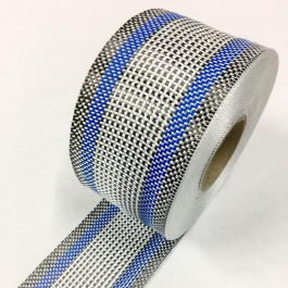 Carbon / Eglass Hybrid Tape Blue Band 168g/m2 75mm  **On Sale**